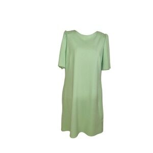 Carole Christian bow back Women's‎ M Sage Green Tunic Dress midi preppy Sunday